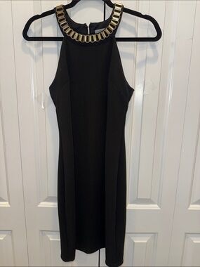 Charlotte‎ Russe Black Mini Dress with Gold Collar